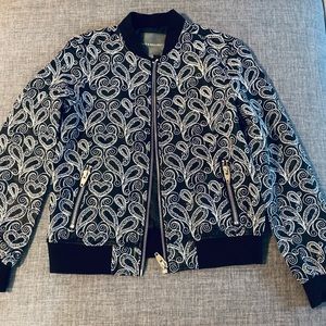 Kate & Mallory Leather Embroidered Bomber Jacket